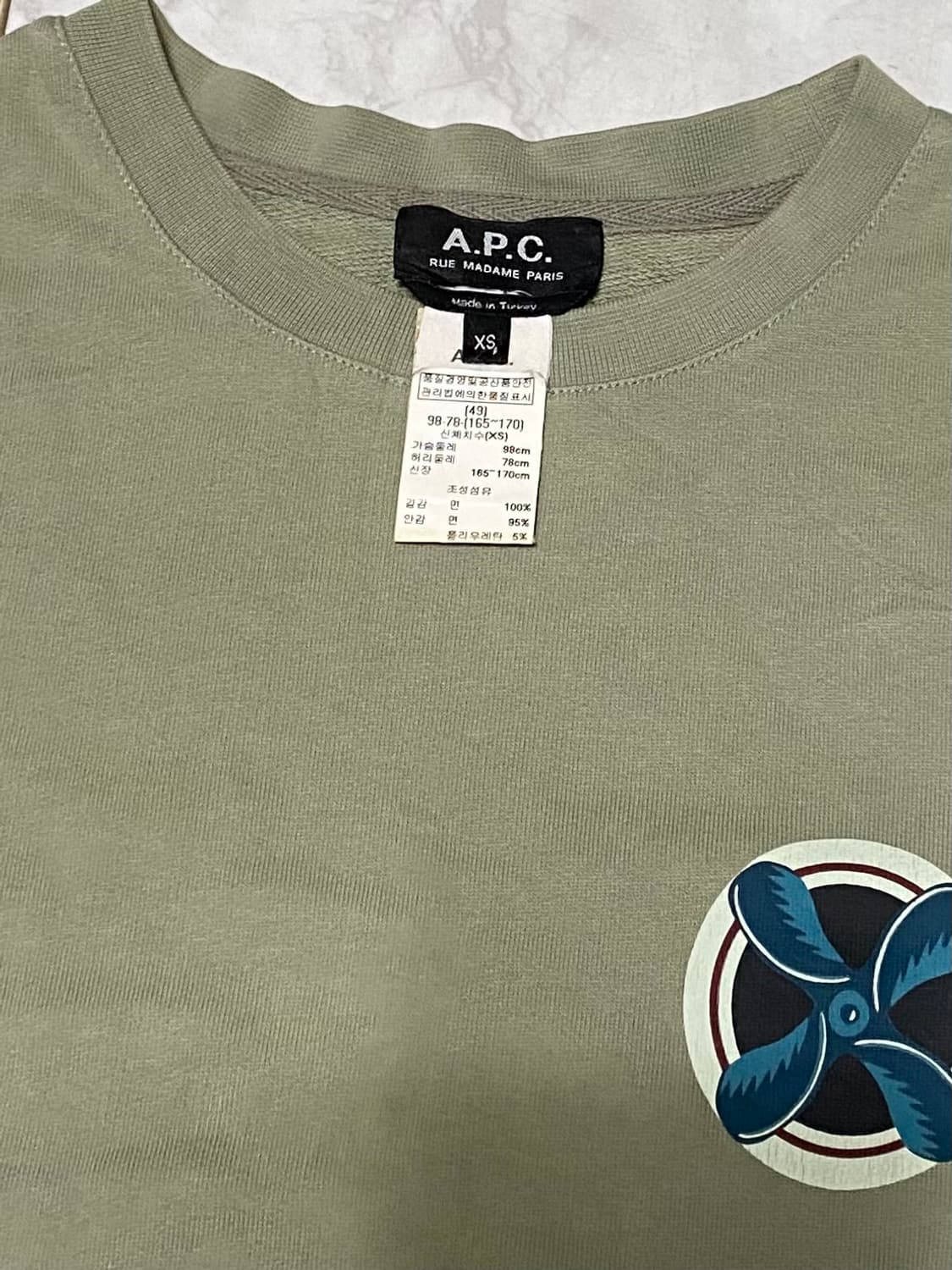 아페쎄 정품 맨투맨티 사이즈 95 상품이미지3