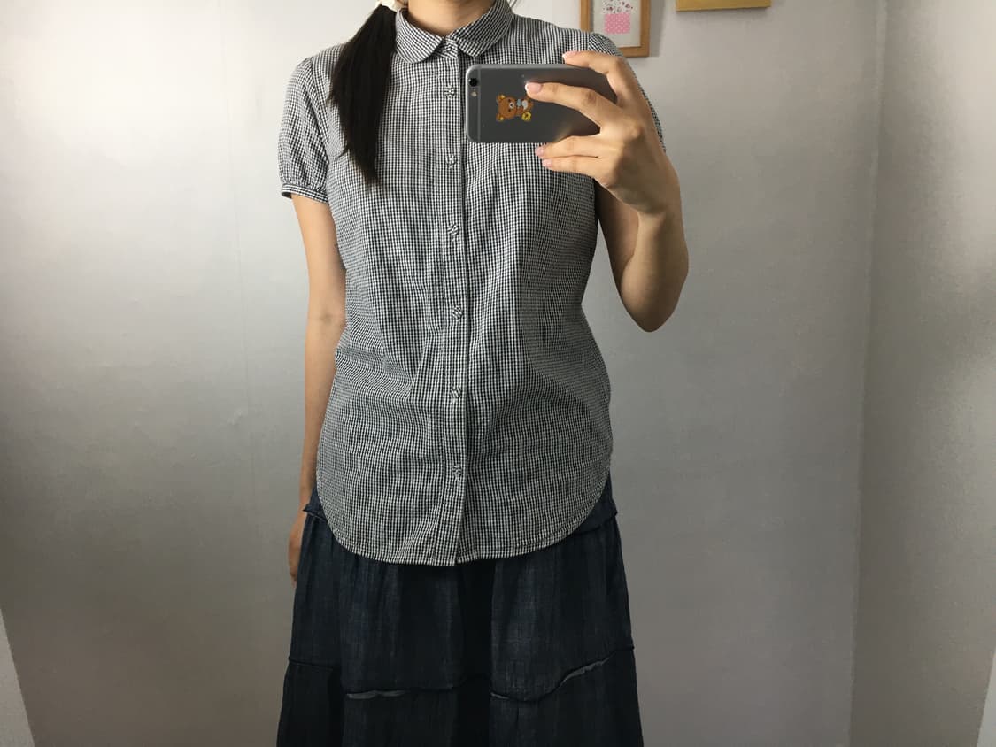 블랙 체크 둥근카라 셔츠 상품이미지2