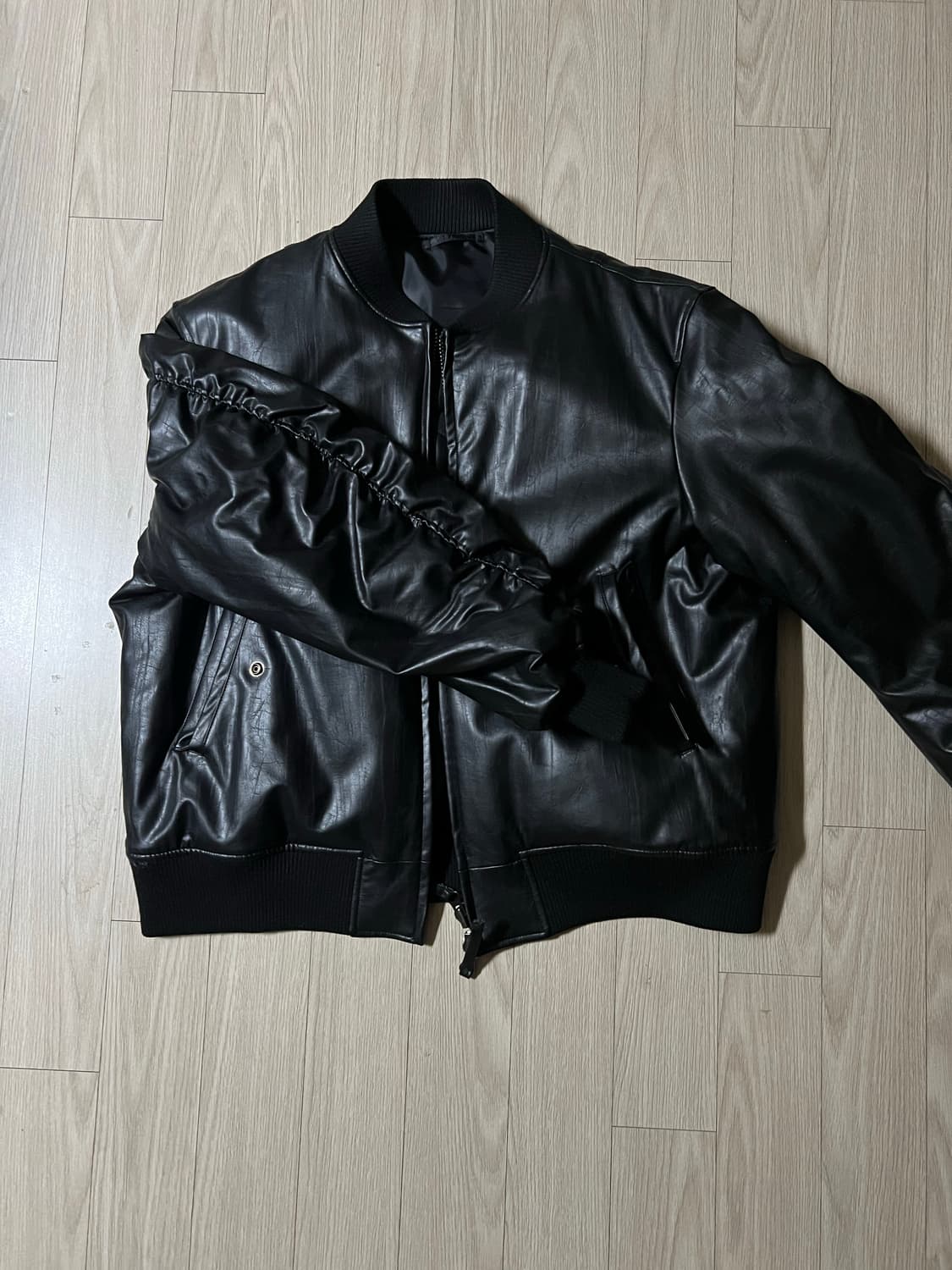 Vivastudio 레더Ma-1자켓 블랙 상품이미지4