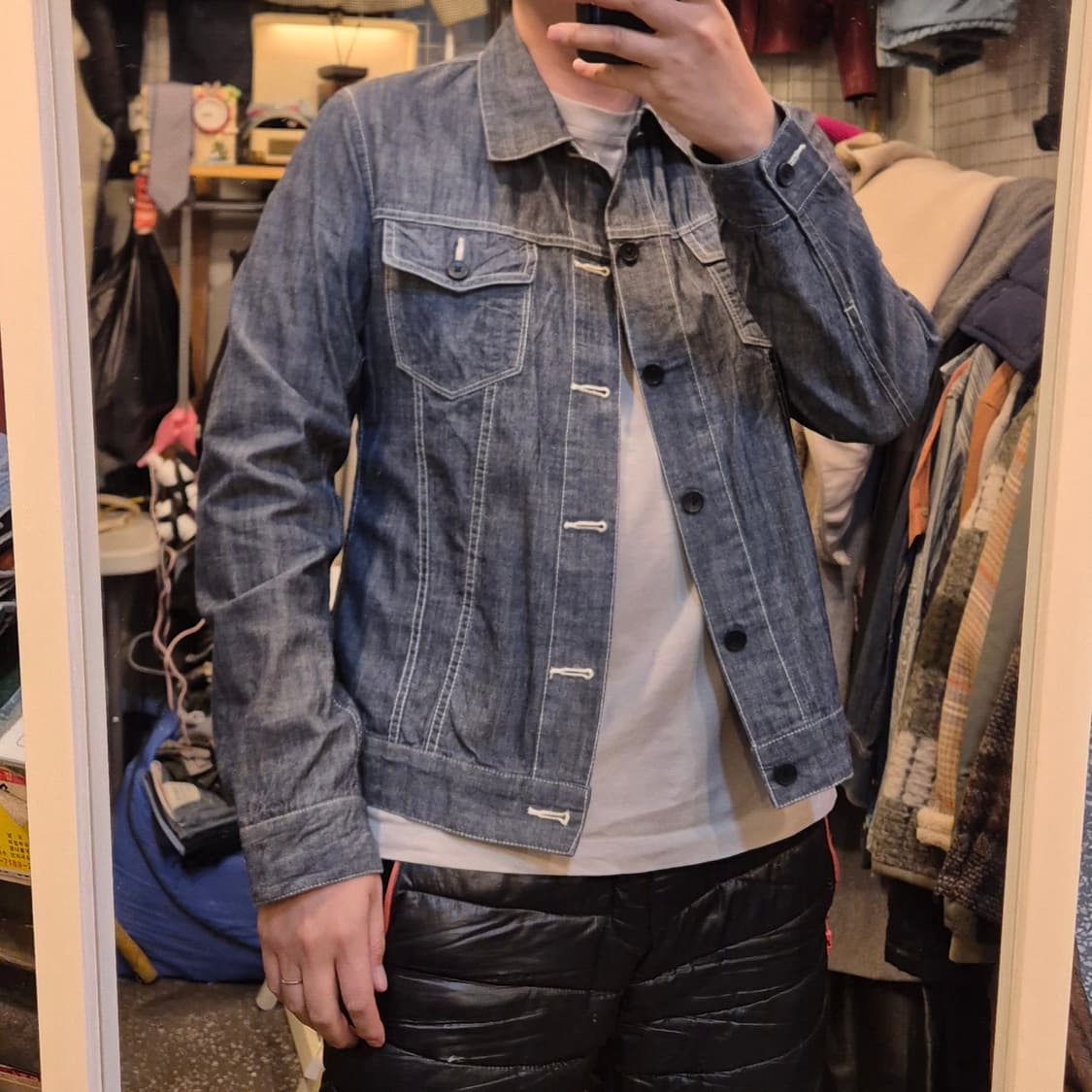 XL(착샷잇음) 청색 면 슬림핏 트러커자켓  상품이미지3