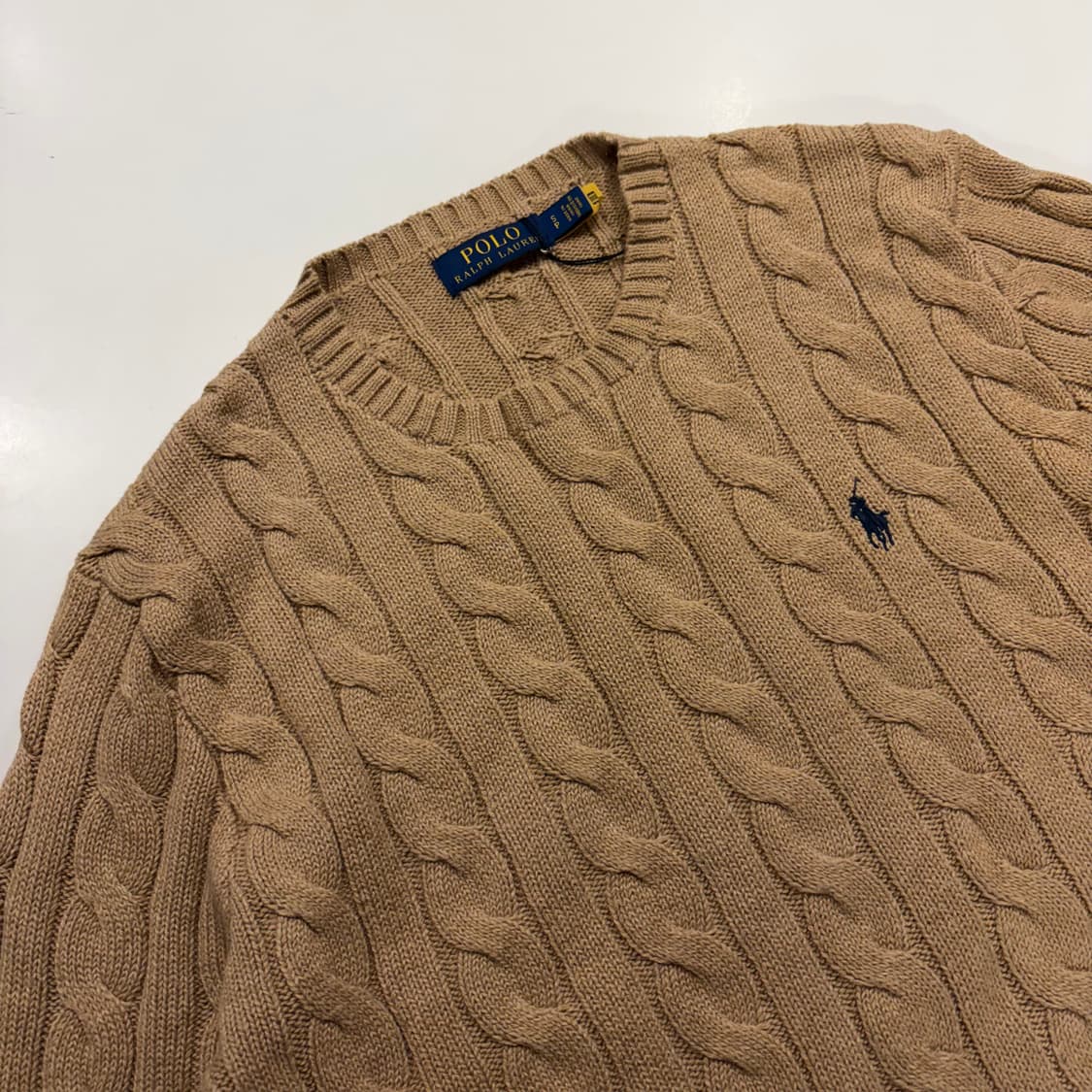 [S] 폴로 랄프로렌 신형 큐알 꽈배기 니트 베이지 B683 상품이미지3
