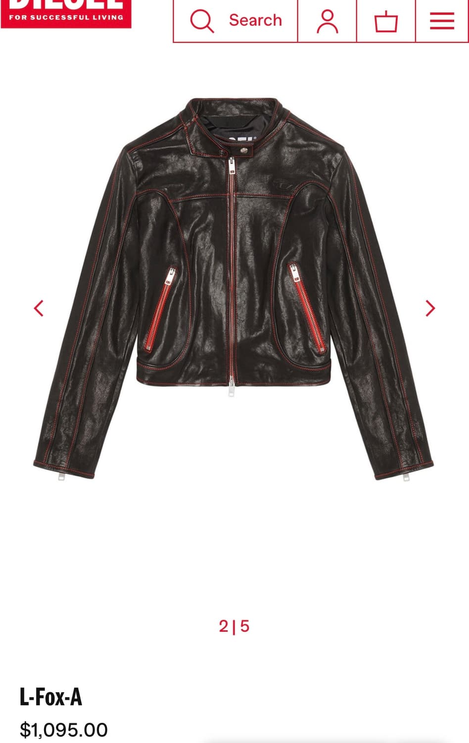 디젤 L-Fox-A 레더 자켓 44 검빨 상품이미지1