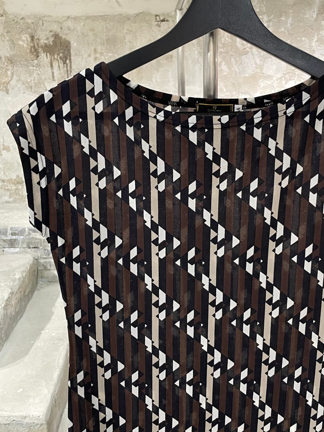 펜디 브라운 주카 패턴 스트라이프 폴리아미드 미디원피스 상품이미지2