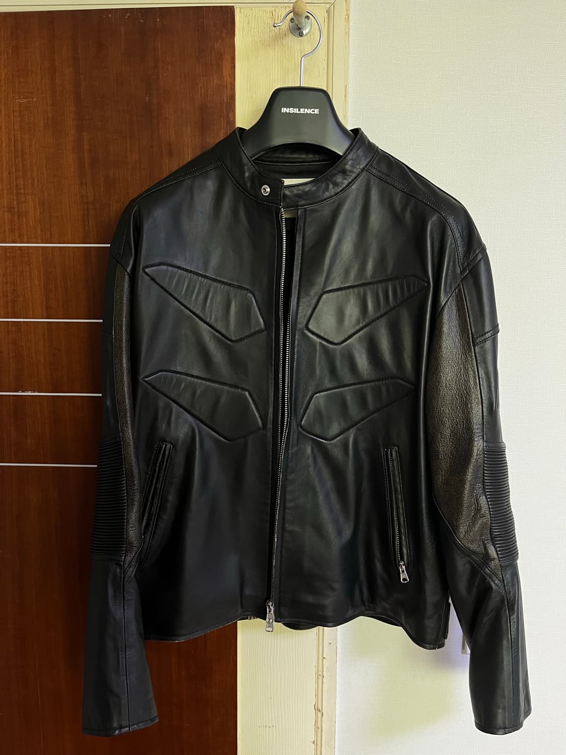 인사일런스 엠보 바이크 레더 자켓 블랙 L 상품이미지2