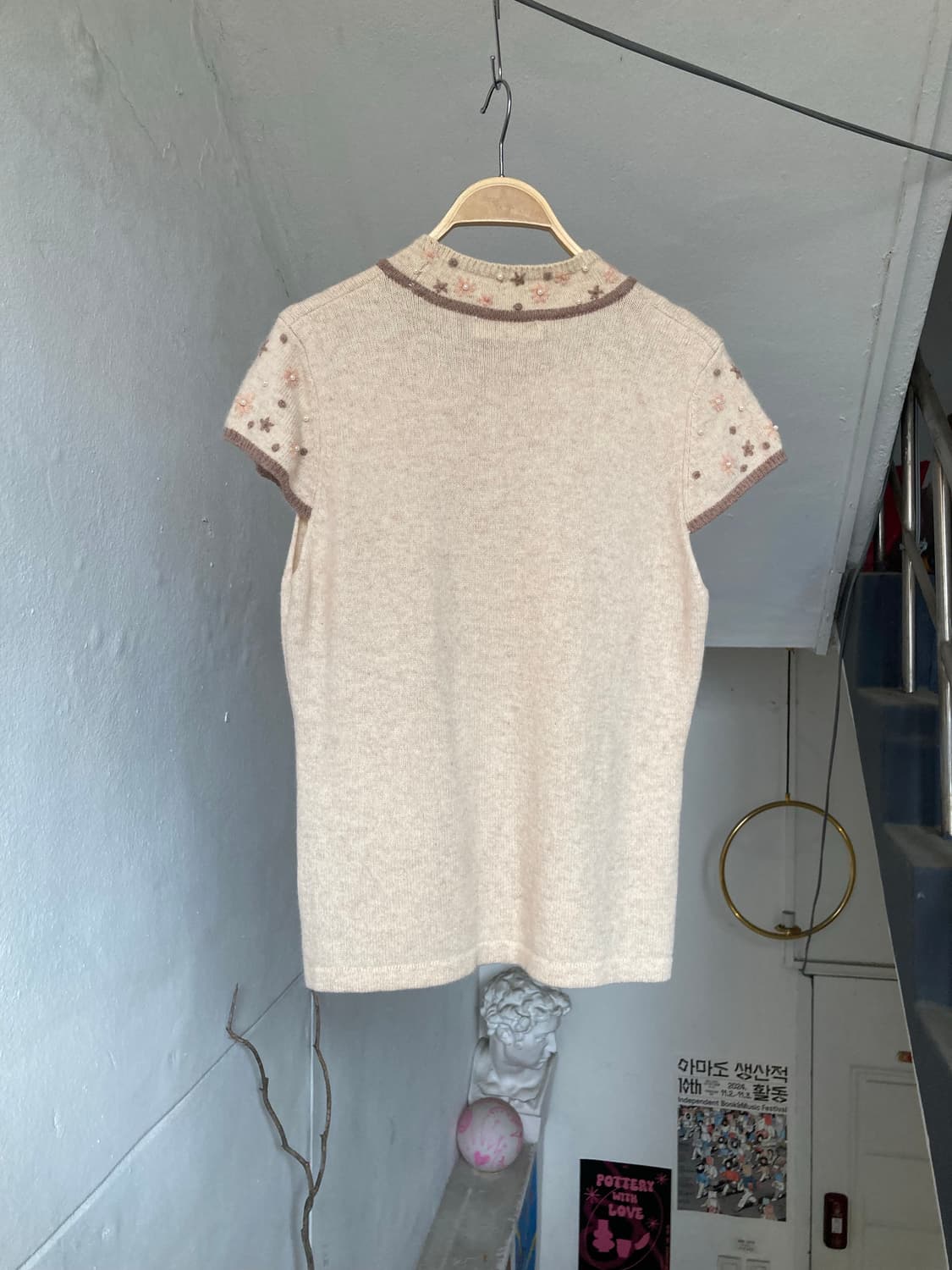 모리걸 진주디테일 캡소매 레이어드 니트 상품이미지5