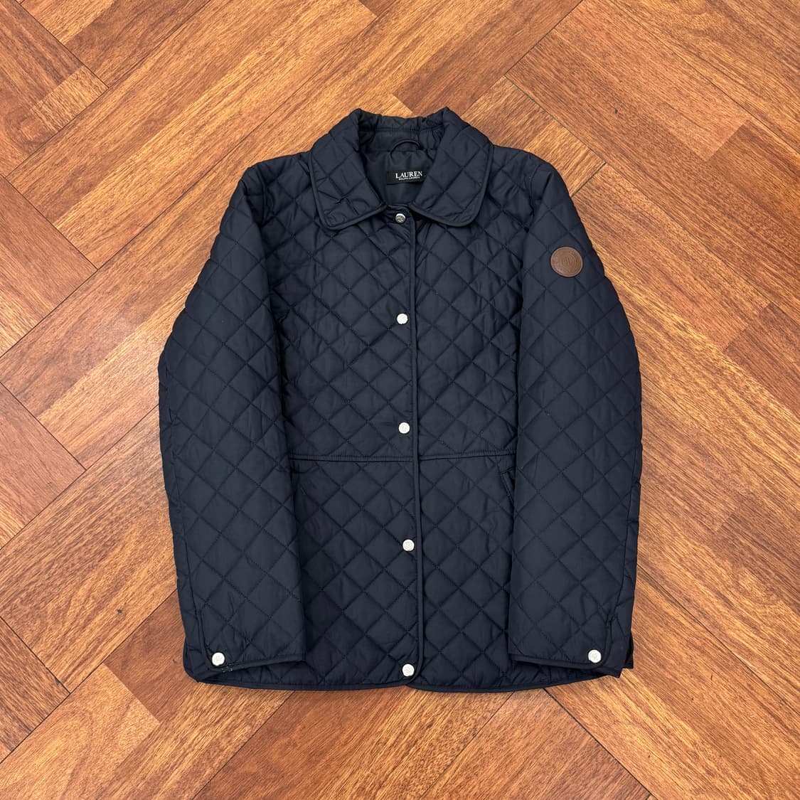 여성용 S 폴로 랄프로렌 네이비 퀼티드 자켓  상품이미지1