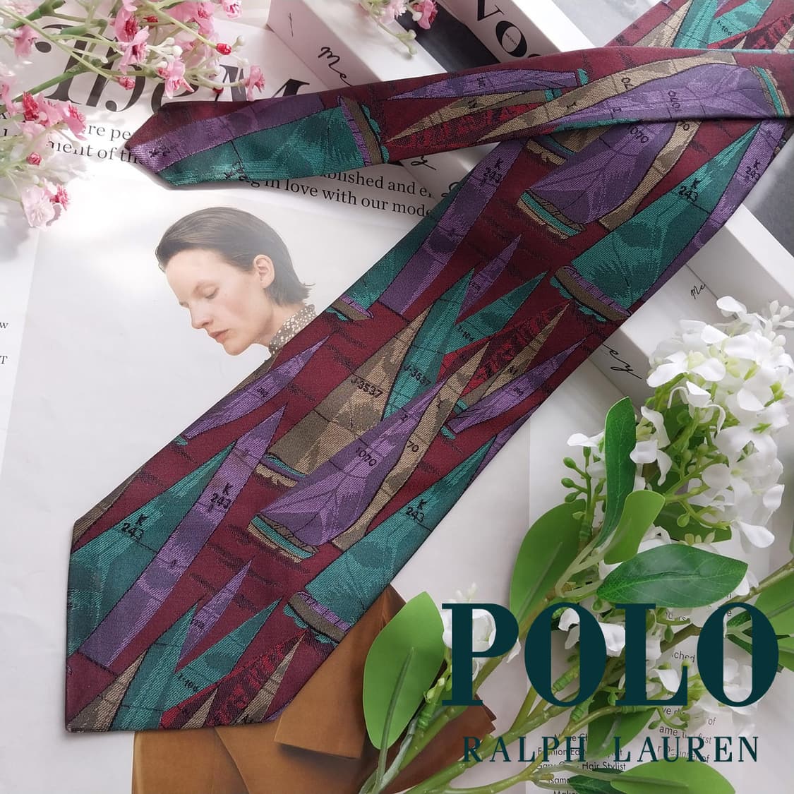 폴로 랄프로렌 넥타이 브라운 멀티 패턴 A+~A등급 K2487 상품이미지2