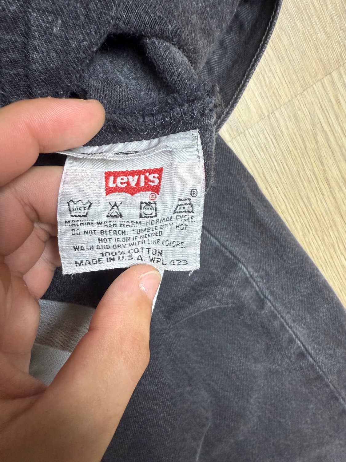 90s 미제 리바이스 501 흑청 데님팬츠 36x30 상품이미지5