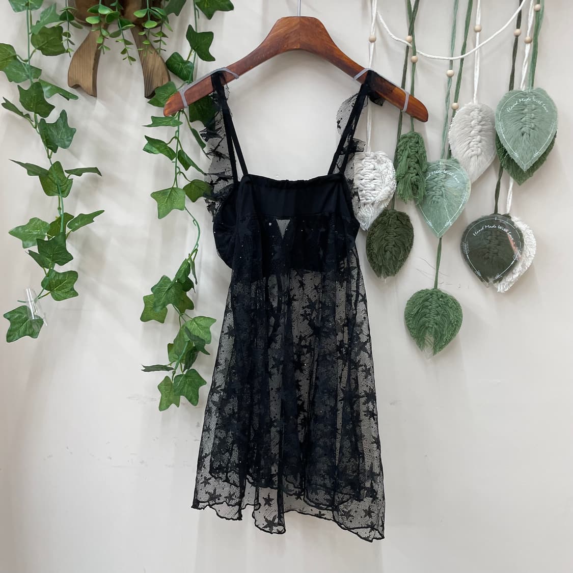 쉬폰 블랙 별 무늬 슬립  상품이미지4