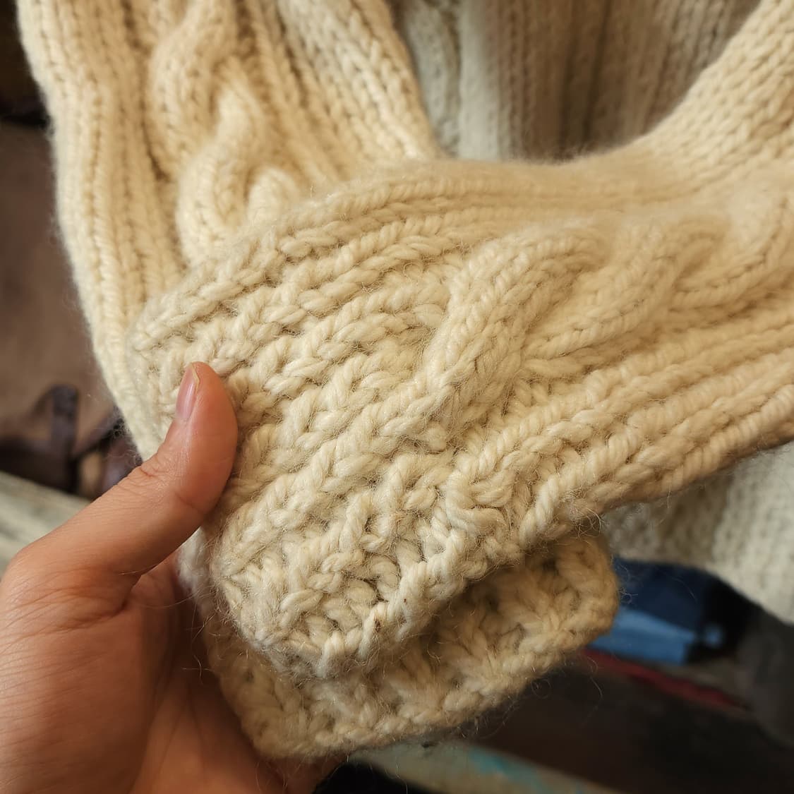 90s 프렌치 핸드메이드 울 가디건 코위찬 헤비울 스웨터 집업 가디건 상품이미지9