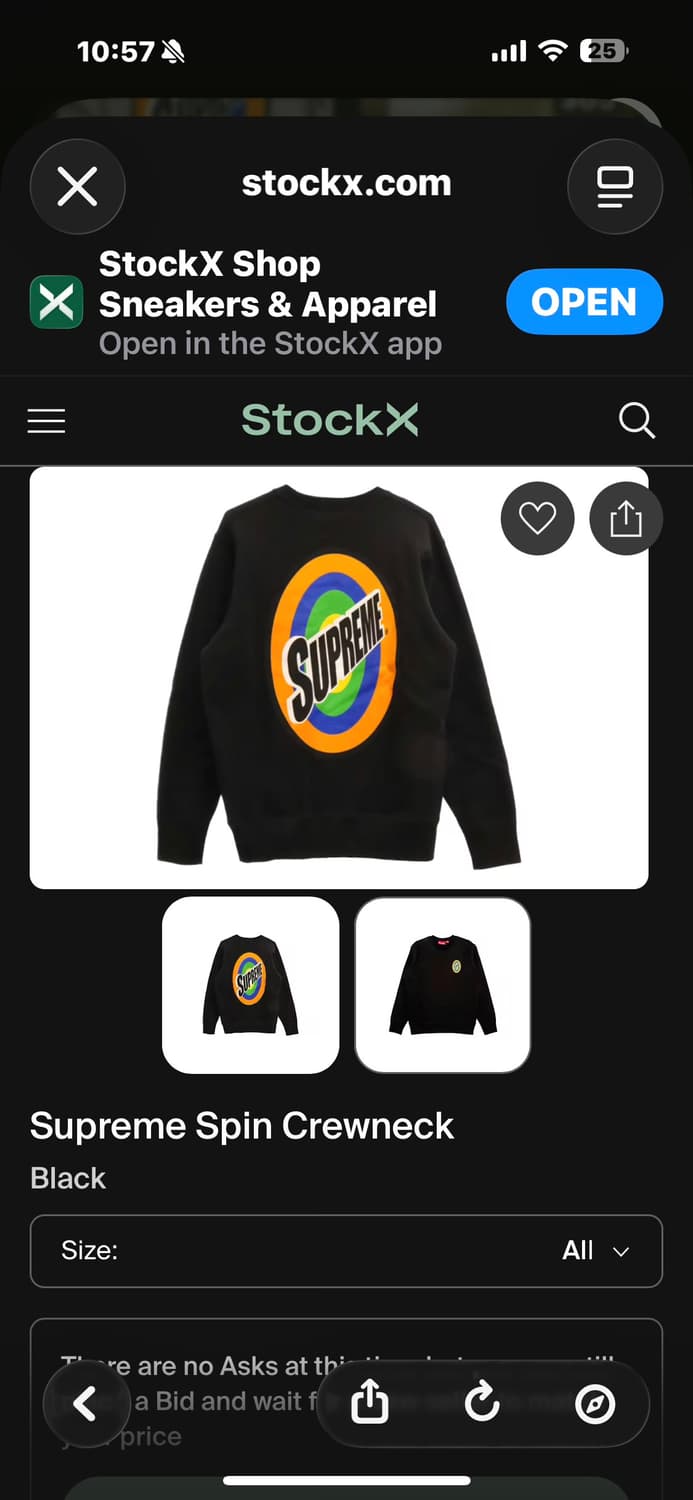 슈프림 [민트급.정품] 서클 (시세 30만) 맨투맨 백로고 L 상품이미지3