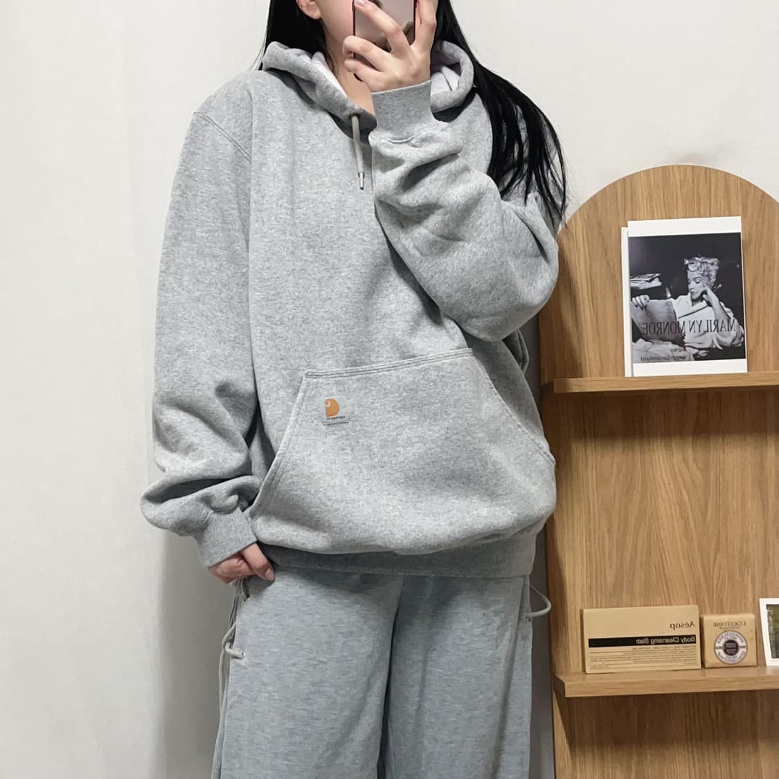 [정품] 칼하트 그레이 오리지널핏 기모 후드티 [ M ] 상품이미지1