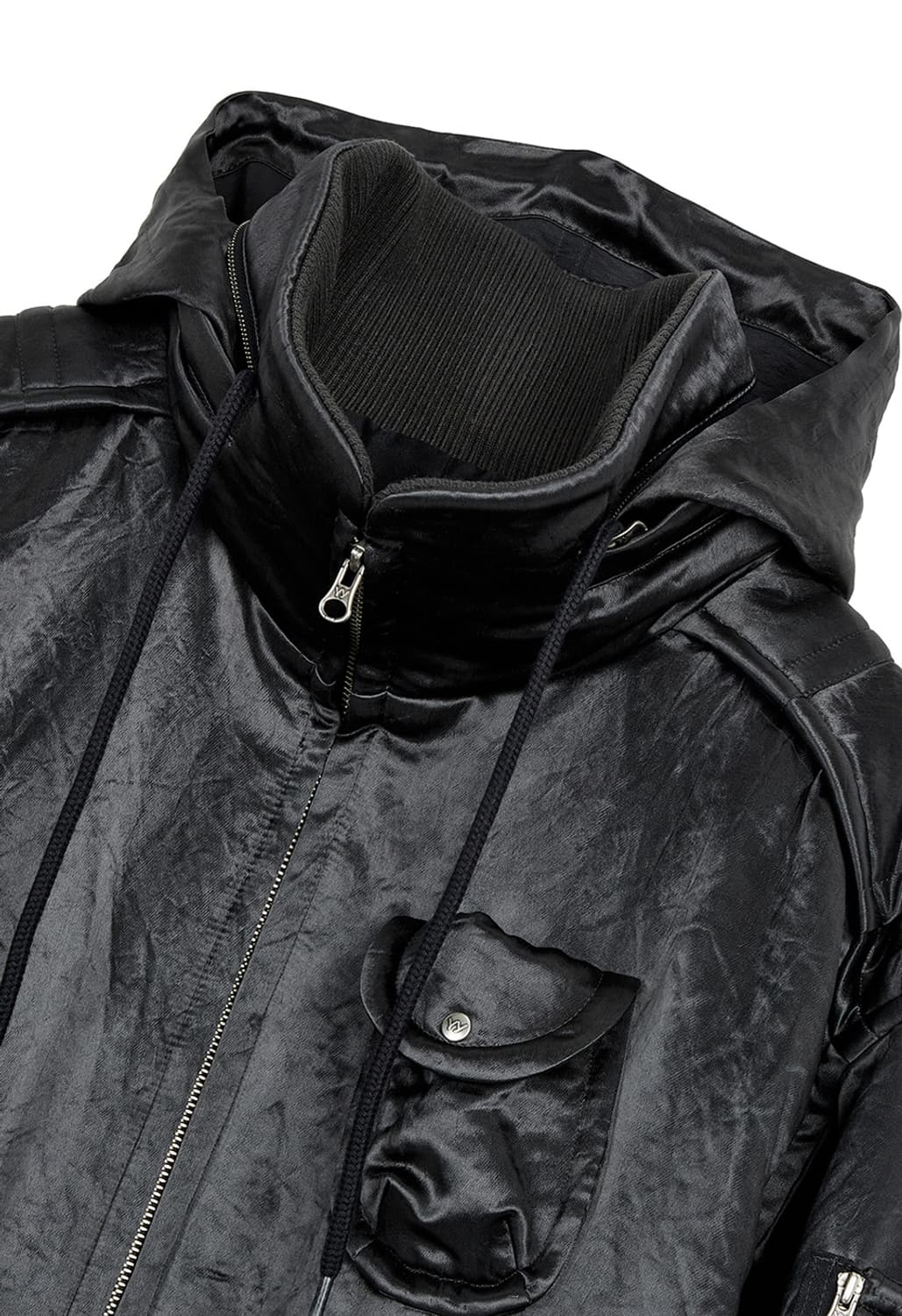 오픈와이와이 새틴 카고 봄버 차콜 상품이미지3