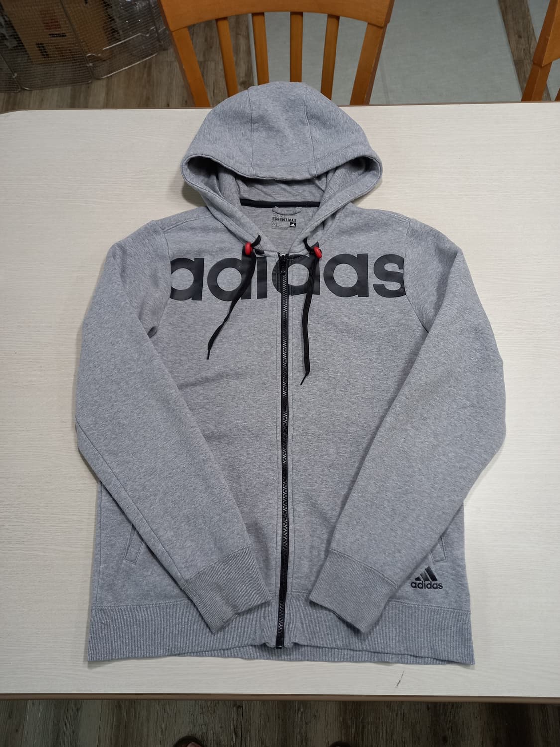 XL105 adidas ESSENTIALS 기모 후드집업 그레이 XL-4 상품이미지3