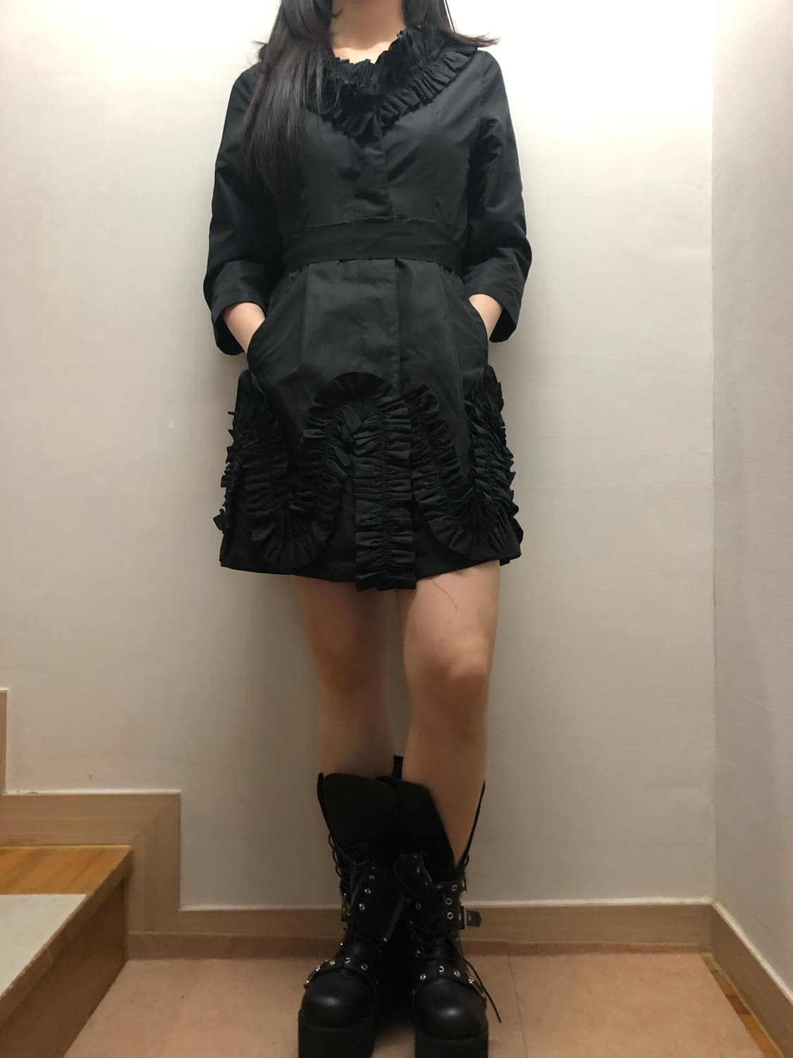 빈티지 블랙 프릴 미니 원피스 상품이미지4