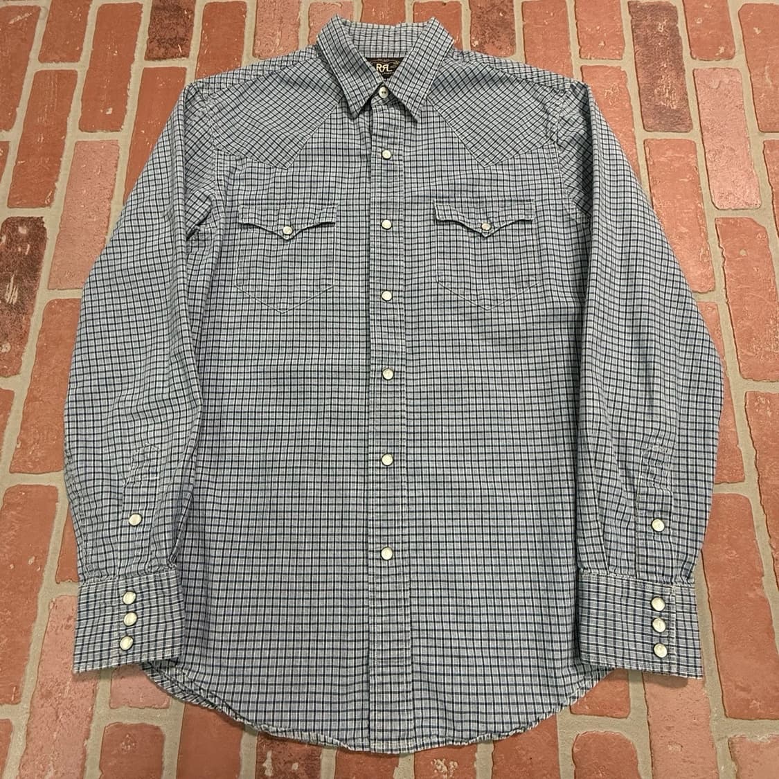 RRL 더블알엘 슬림핏 체크 웨스턴 셔츠 블루 상품이미지1