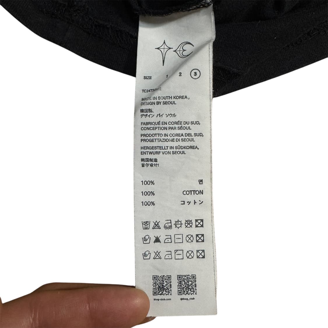 떠그클럽 백 티셔츠 슬림 블랙 상품이미지6