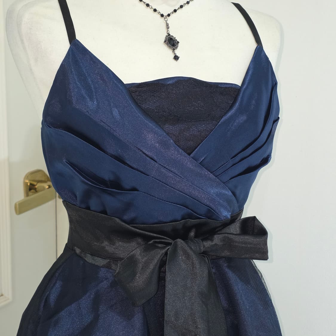 일본빈티지)네이비 새팅 망사 리본 바로크 로맨틱 고딕로리타st 파티드레스 상품이미지3