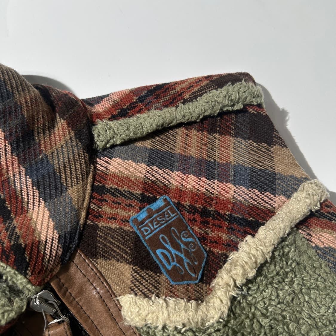 디젤 웨스턴 체크 후리스 베스트 조끼 상품이미지6