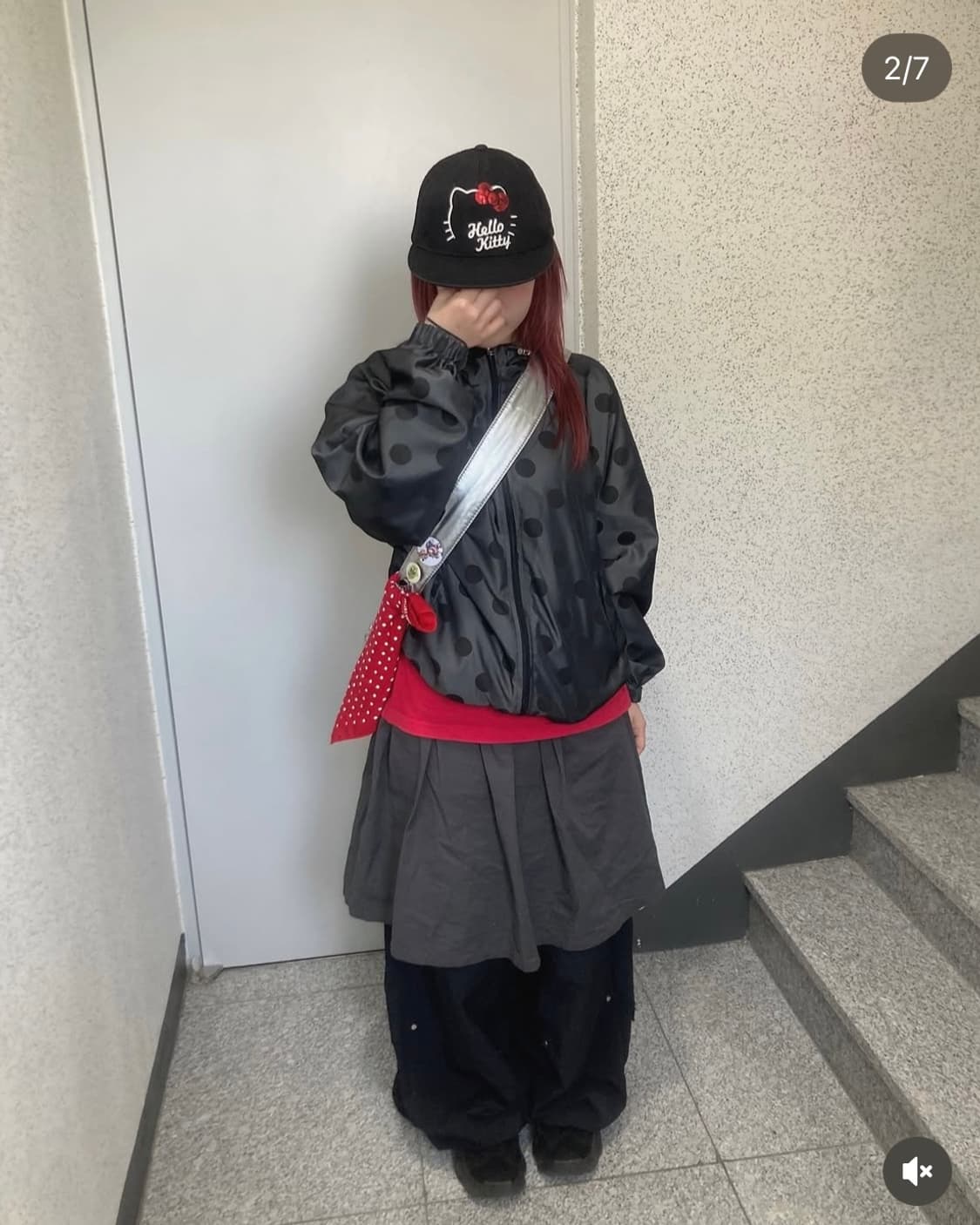 빈티지 도트 바람막이 후드집업 상품이미지4