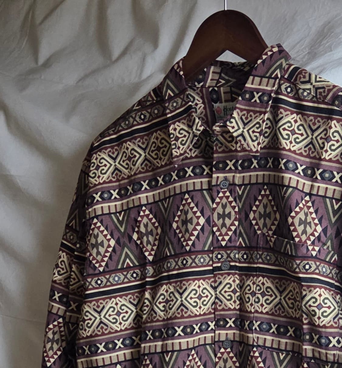 빈티지 아즈텍 패턴 코튼 100 셔츠 L 상품이미지1