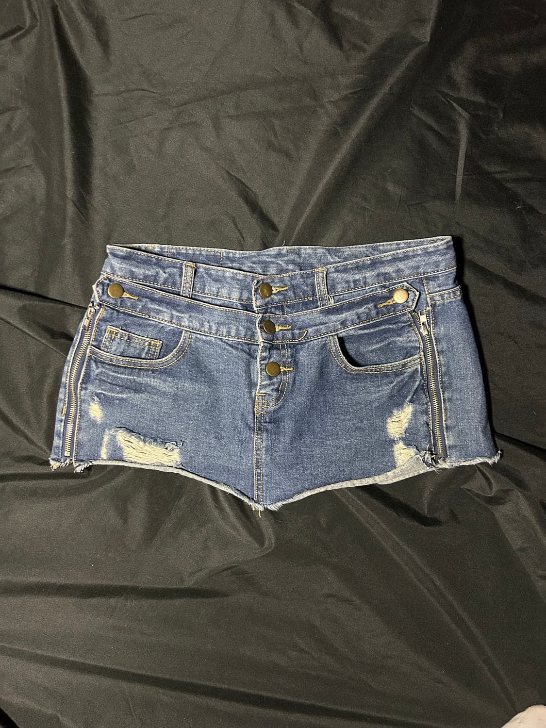 doubleline-zip damaged denim skirt 상품이미지1