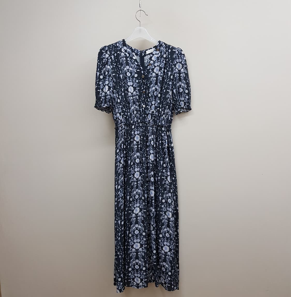 산드로 2021 플라워 패턴 셔링 롱 원피스 43사이즈 상품이미지1