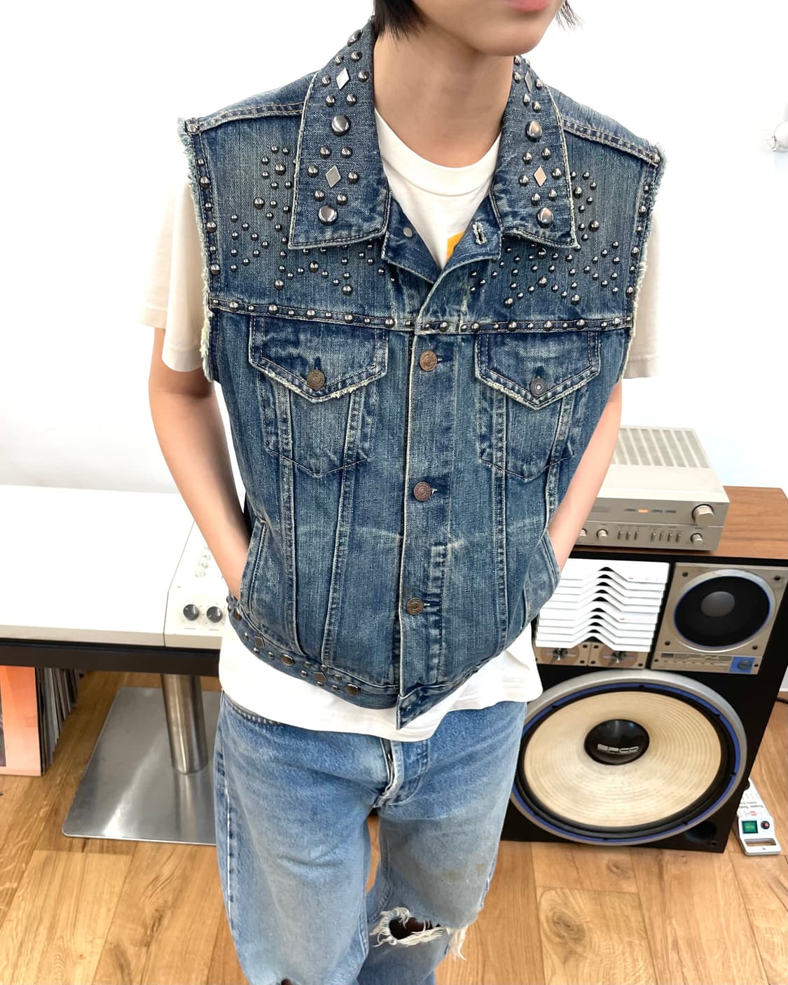 [M] 데님앤서플라이 폴로랄프로렌 스터드 데님 베스트 상품이미지5