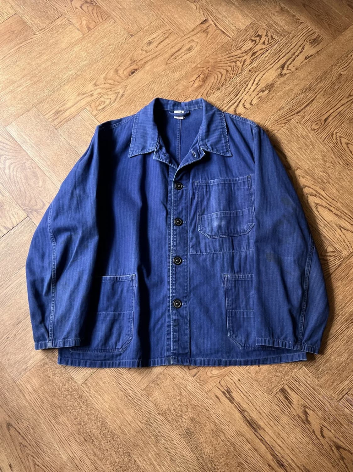 [M]90's 빈티지 워싱 3포켓 HBT 프렌치 워크 자켓 상품이미지1