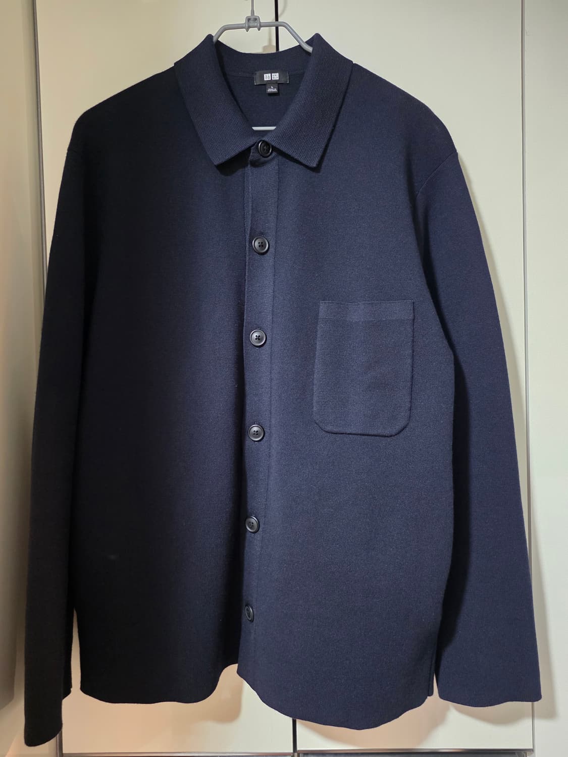 유니클로 밀라노립 셔츠 칼라 가디건 네이비 L 상품이미지1