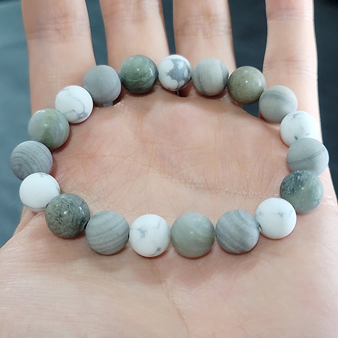 Varel 마그네사이트 아게이트 10mm 남자 미니멀 무광 원석 팔찌 상품이미지4