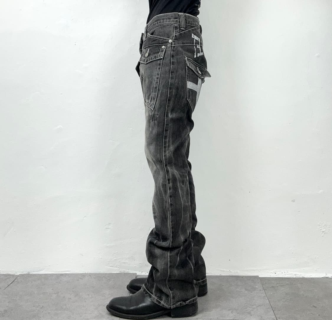 Silver Amulet Cross Graphic Black Denim 상품이미지3