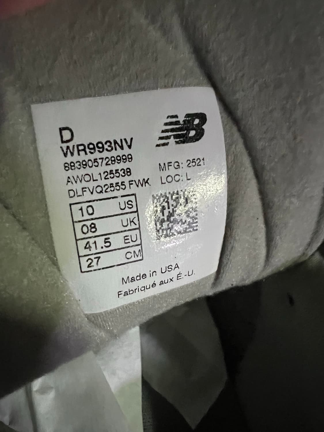 뉴발란스 993네이비 w10=M8.5 265 와이드핏 상품이미지2
