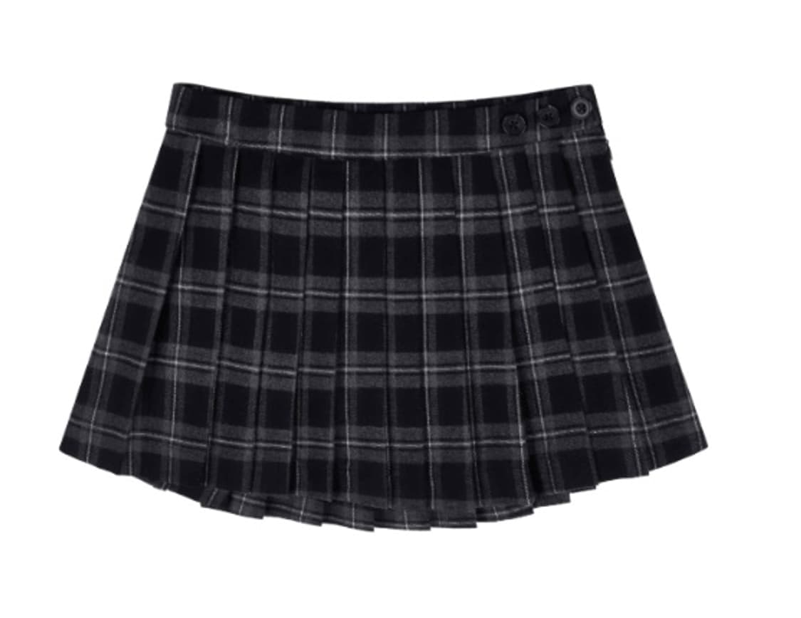 클리시어 블랙 체크드 다이어리 버튼 스커트 M 상품이미지3