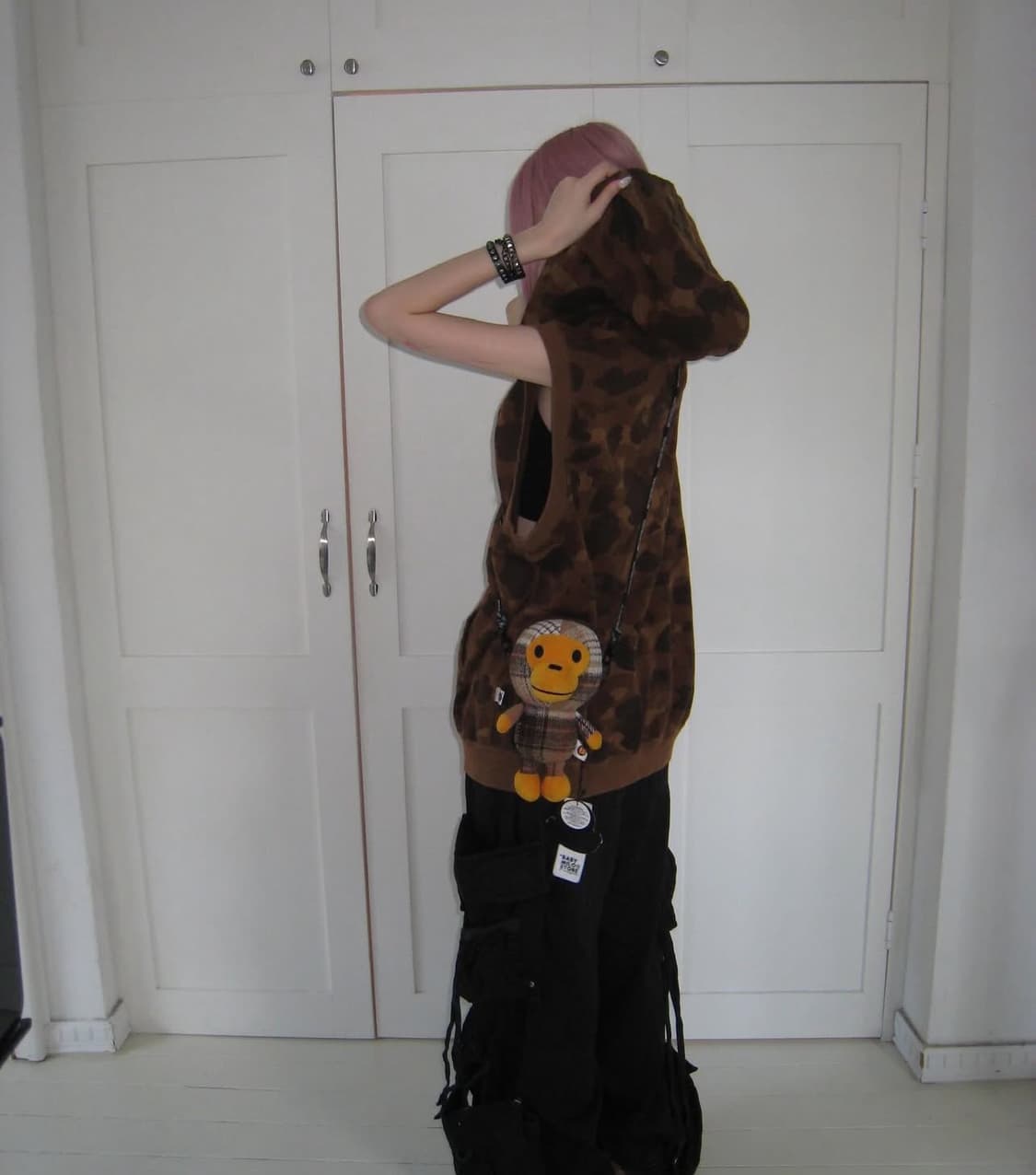 베이프 투웨이 베스트 조끼 후드집업 L 갈계 황계 상품이미지1