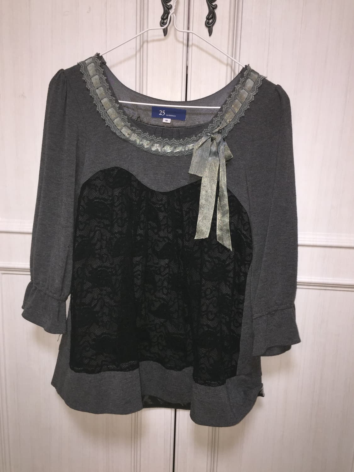 일본 빈티지 레이스 블라우스 미디 슬리브 상품이미지4