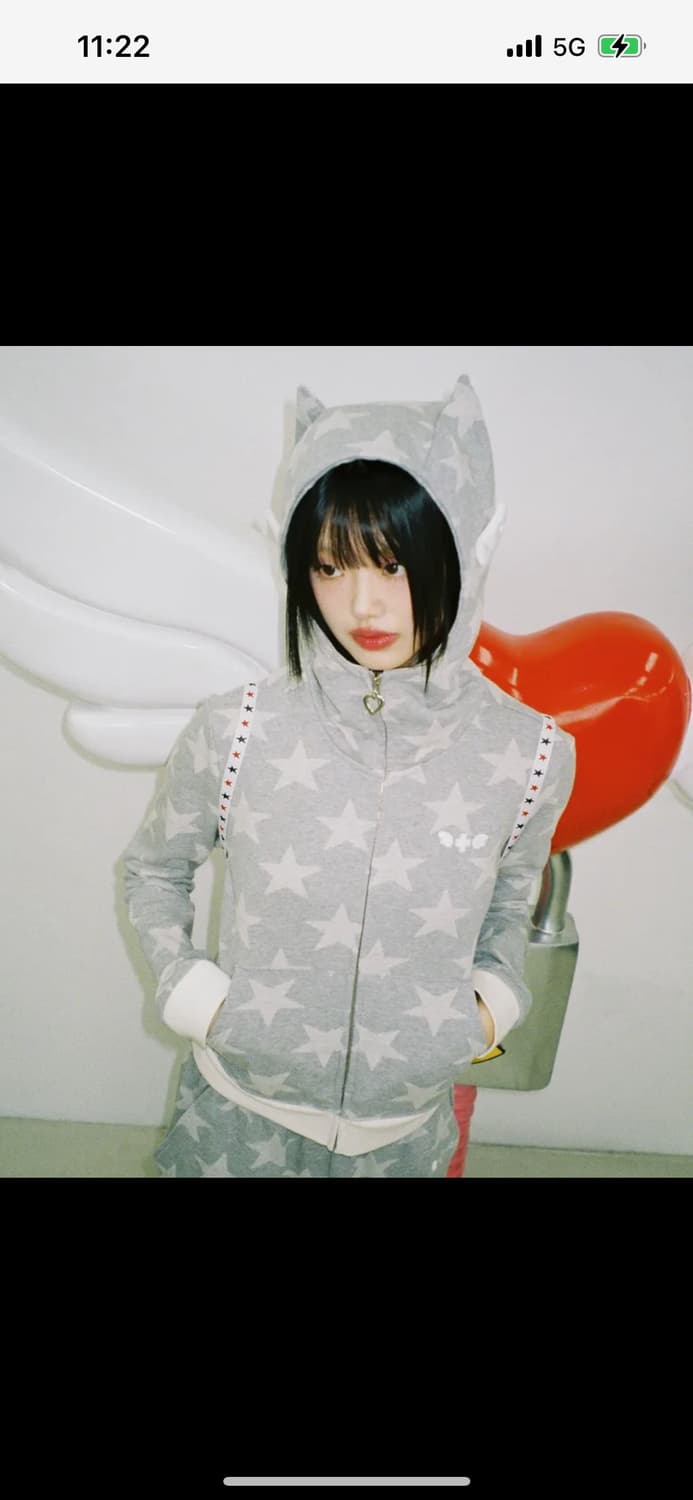 클럿 스튜디오 별의 천사 날개 집업 후드 탑 - 그레이 상품이미지2