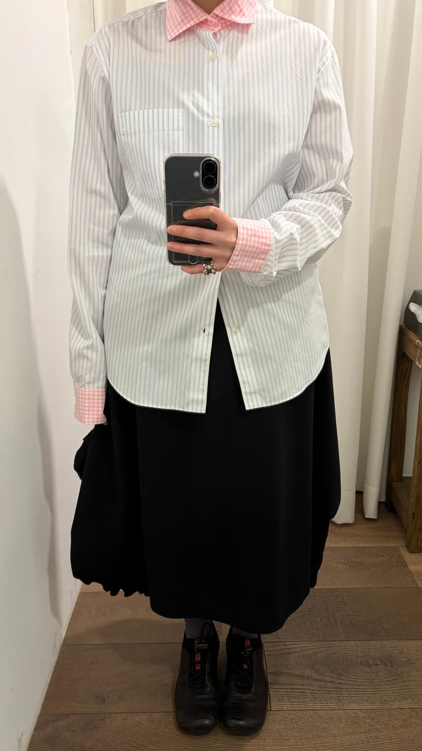 Check Collar Detail Stripe Shirts 상품이미지2