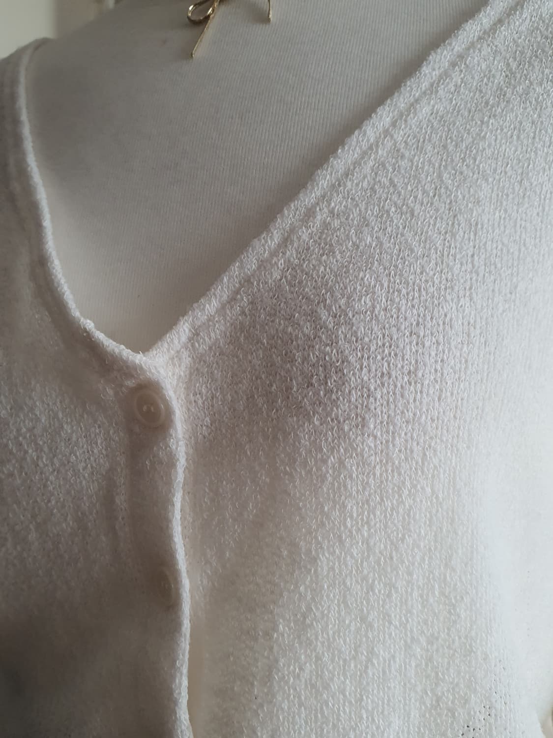 [빈티지] 여리핏 아이보리 브이넥 가디건 얇은 니트 여름가디건 상품이미지2