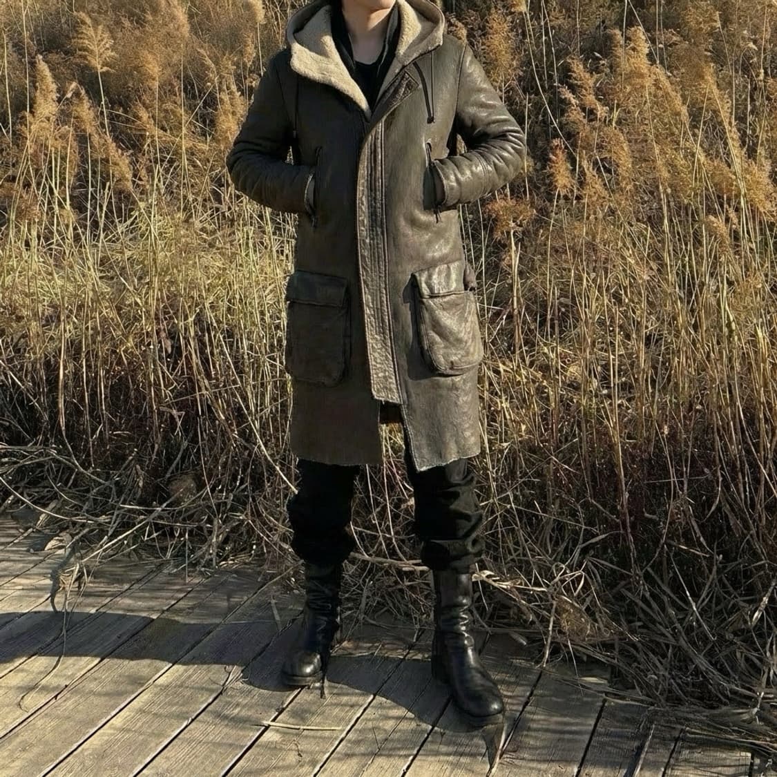 ( 유일매물) Salvatore Santoro 레더 후드 코트 상품이미지2