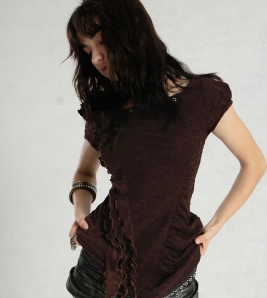 Shopcor 브라운 러플 슬리브리스 (지젤 착용) 상품이미지2