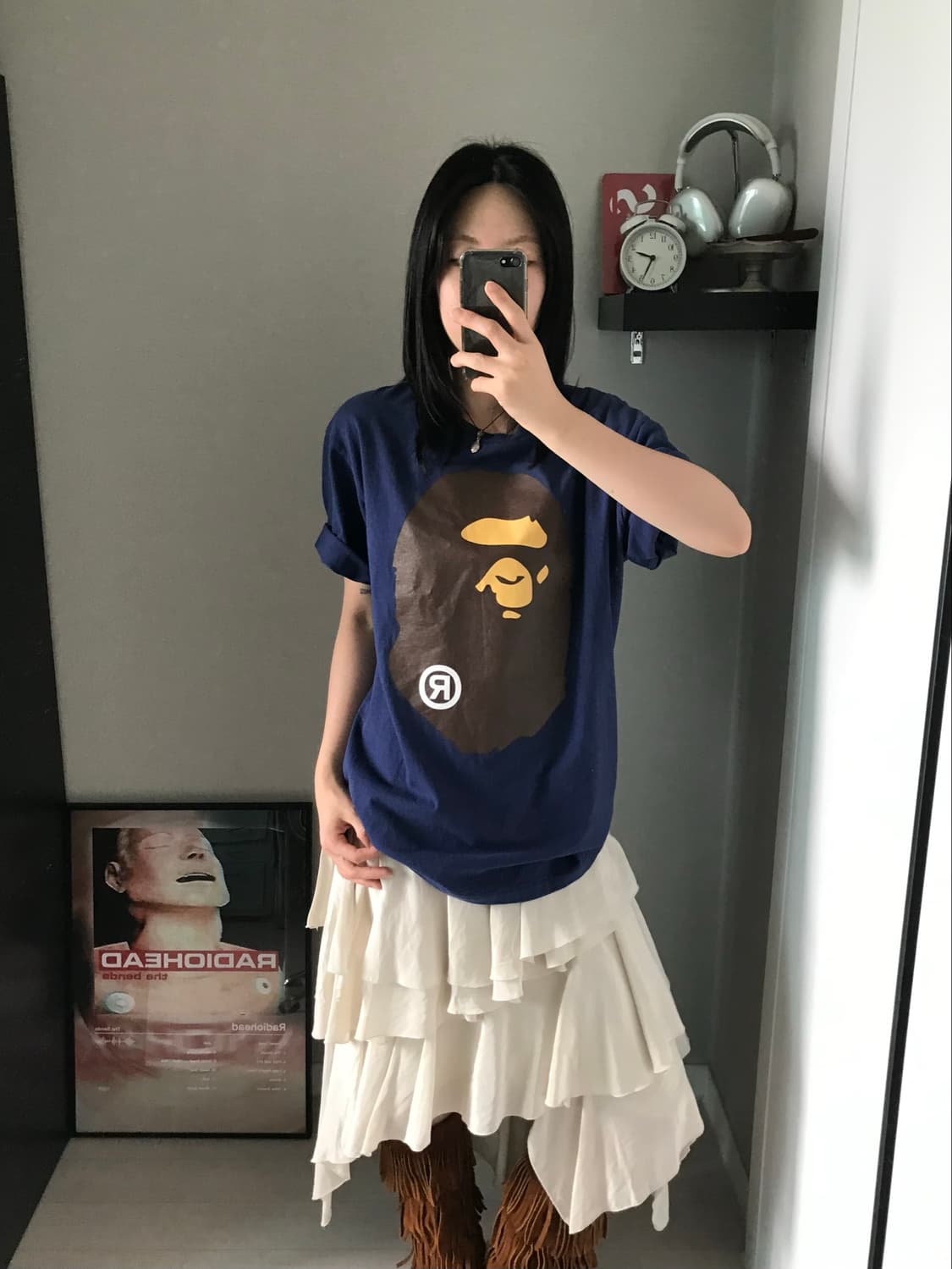 베이프 빅 에이프 헤드 티셔츠 네이비 상품이미지1