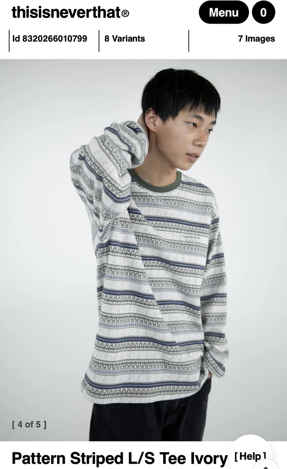 디스이즈네버댓) Pattern Striped L/S Tee IV M 상품이미지1