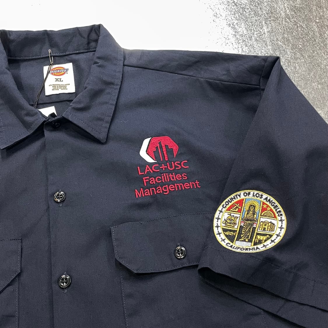 (XL) Dickies 디키즈 반팔 워크 셔츠 패치 네이비 상품이미지8