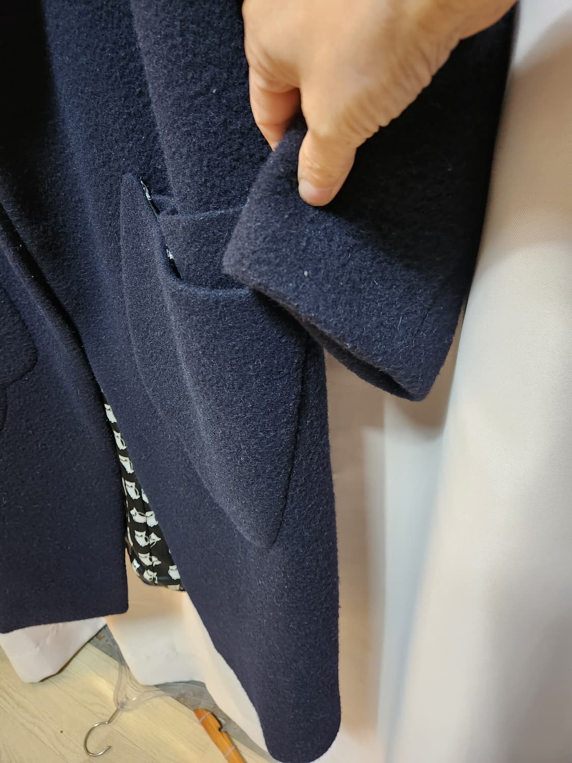 LUCKY GIRL 네이비알파카 모직 혼방 코트 상품이미지4