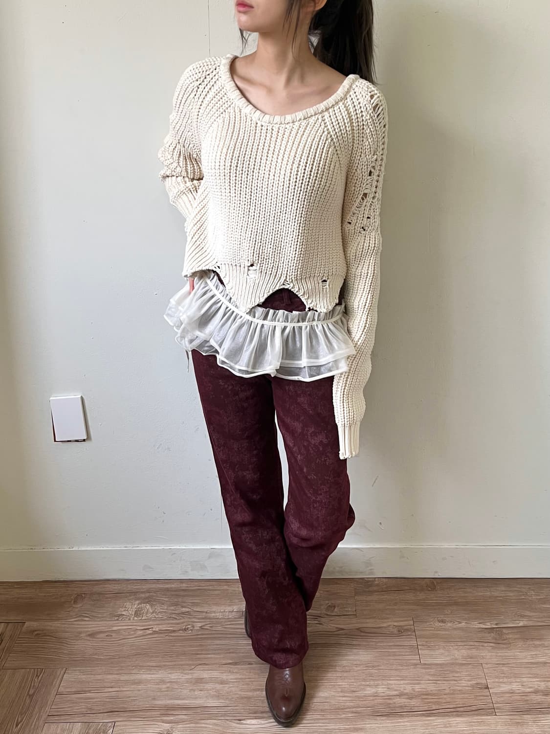 OFF White 크랙 크롭 스웨터 상품이미지6