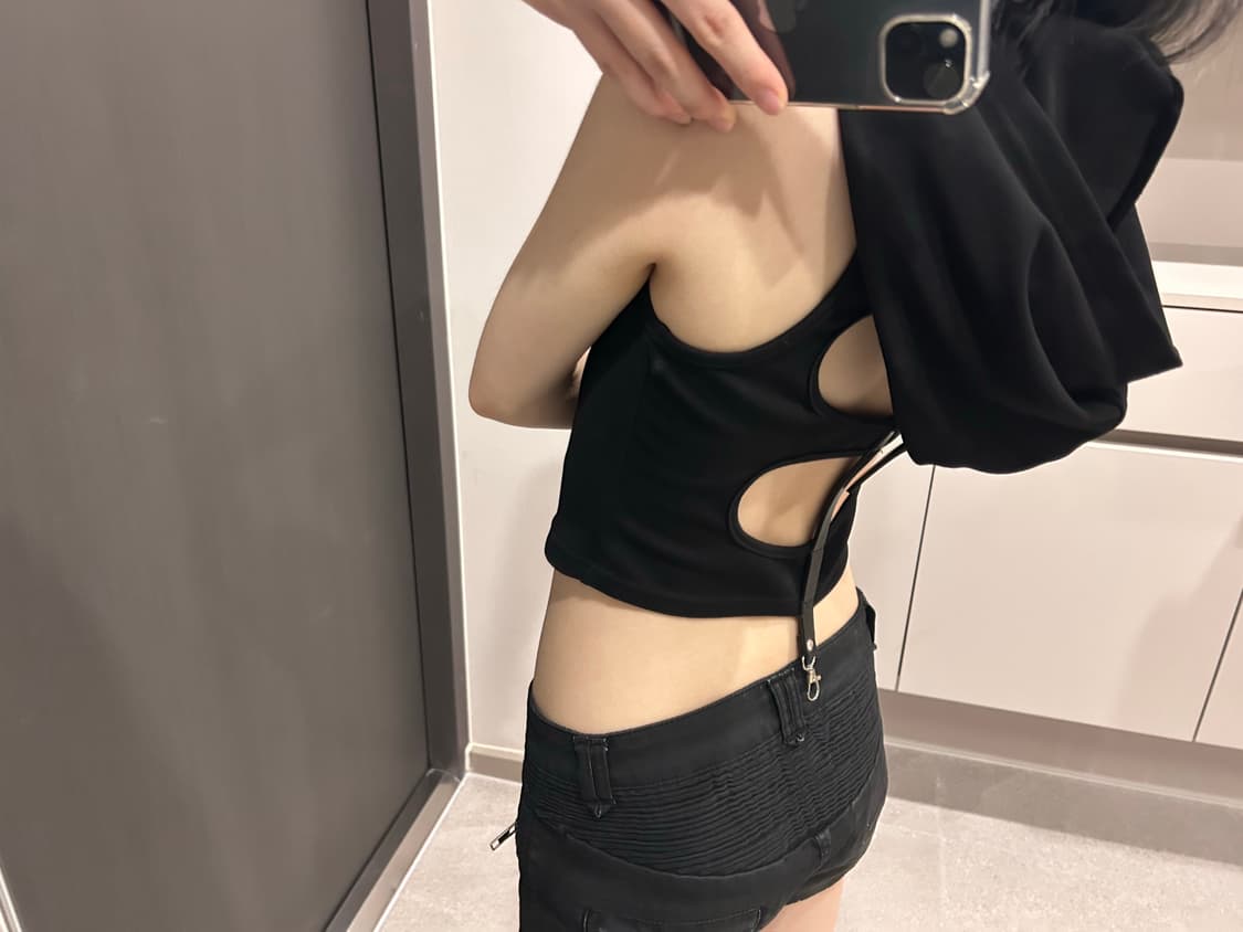블랙 후드 나시 민소매 상품이미지3