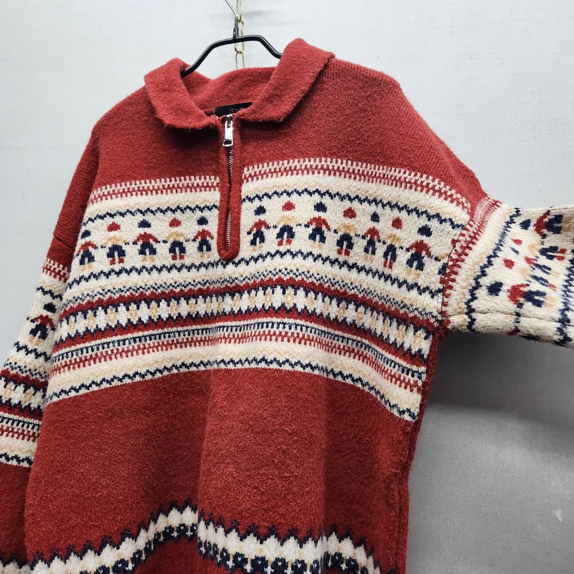 노르딕 패턴 카라 반집업 니트 L 상품이미지2