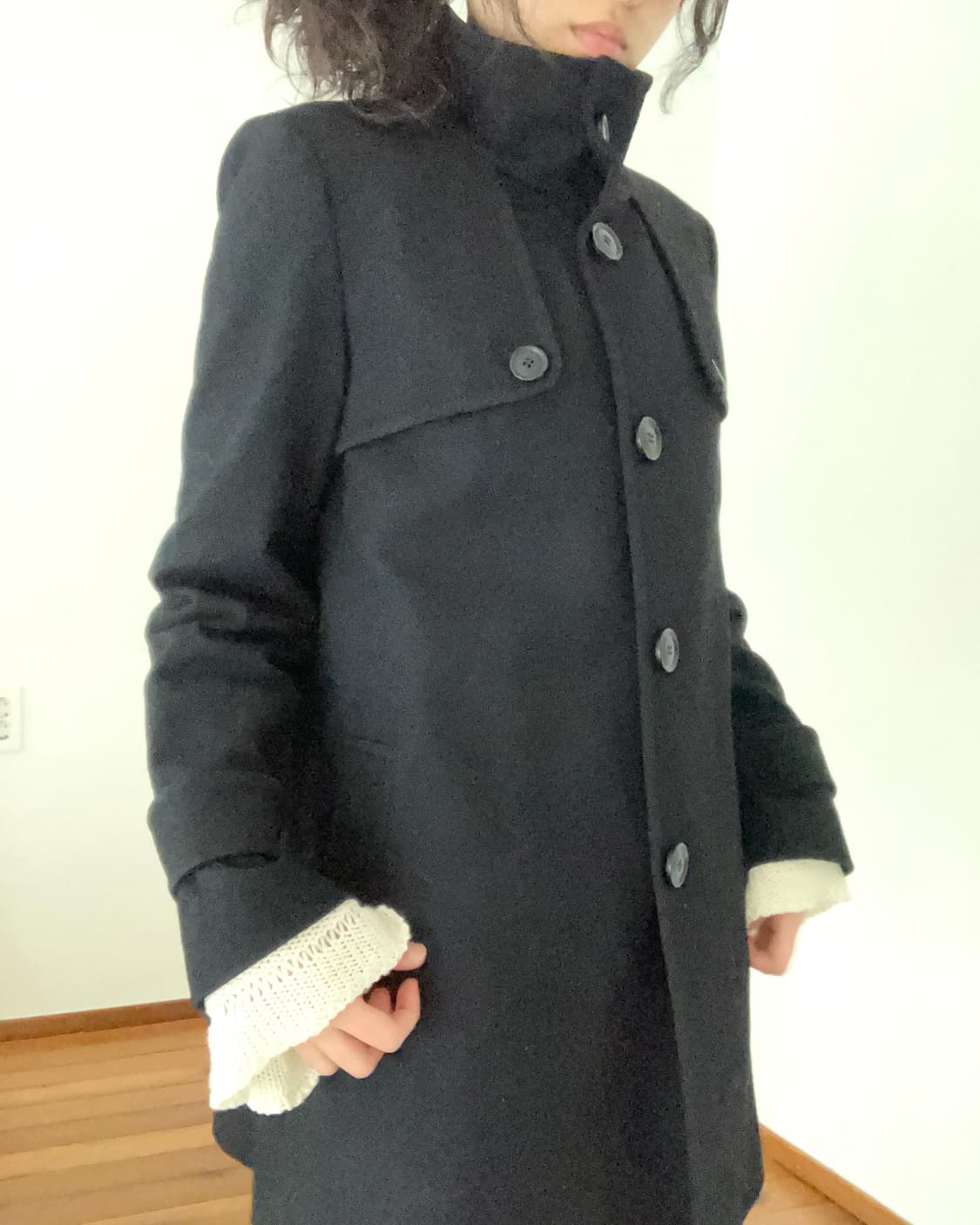 하이넥 블랙 코트 상품이미지7