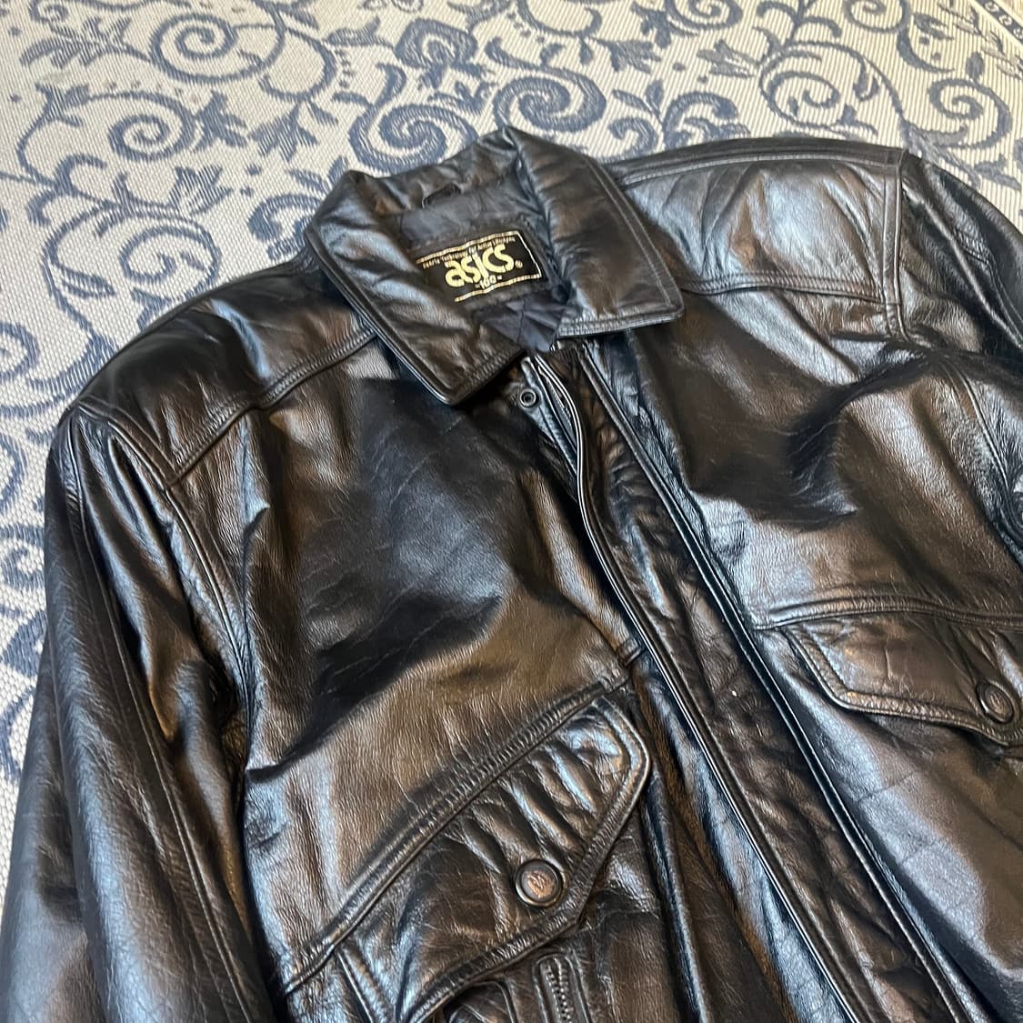 100 90s 아식스 레더 자켓/W2256 상품이미지3